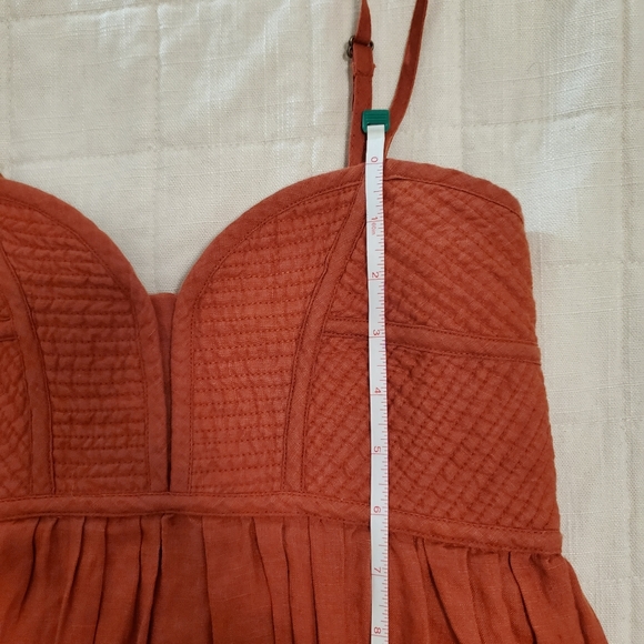 Voloshin Ruhi Linen Corset Stitched Dress - Cinnamon - Picture 15 of 16